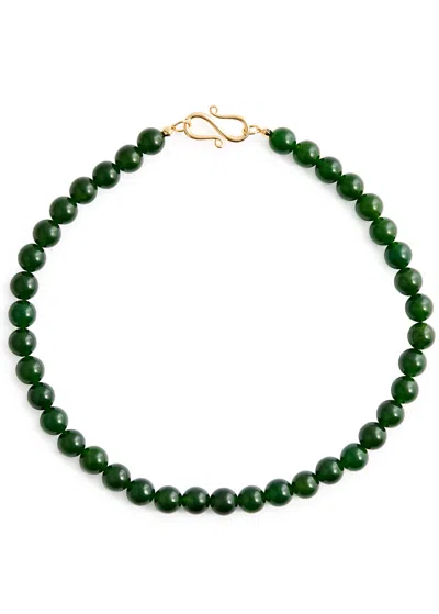 Lie Studio The Mary Agate Beaded Necklace In Green
