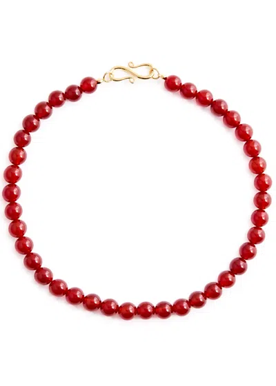 Lie Studio The Mary Carnelian Beaded Necklace In Red