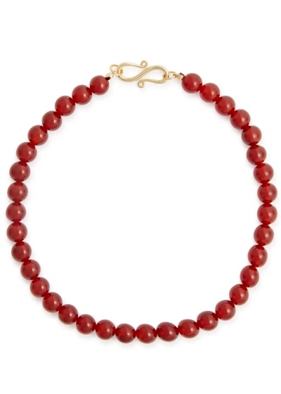 Lie Studio The Rose Beaded Necklace In Red