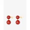 Lie Studio Womens Red Carnelian Hannah 18ct Yellow Gold-plated Sterling-silver And Carnelian Jade Earrings In Red