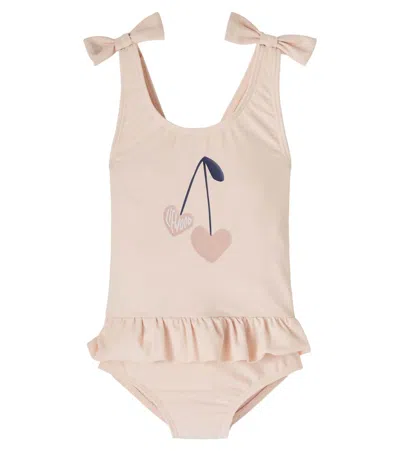 Liewood Kids' Amara Printed Ruffled Swimsuit In Pink