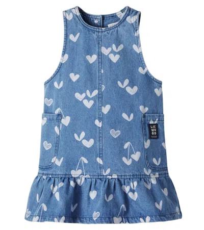 Liewood Kids' Angelica Printed Denim Dress In Blue