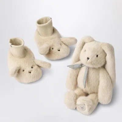 Liewood Beth Rabbit Slipper And Plush Set In Neutral