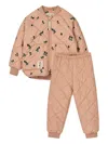 Liewood Blackberry Print Quilted Jacket Trousers Set In Brown