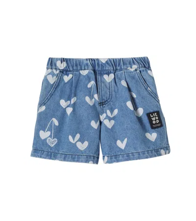 Liewood Kids' Borrisa Printed Denim Shorts In Blue