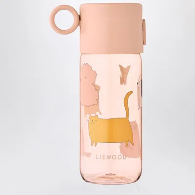 Liewood Clemence Thermal Bottle In Pink/sand Cats And Dogs
