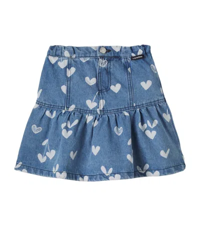 Liewood Kids' Dayla Printed Denim Skirt In Blue