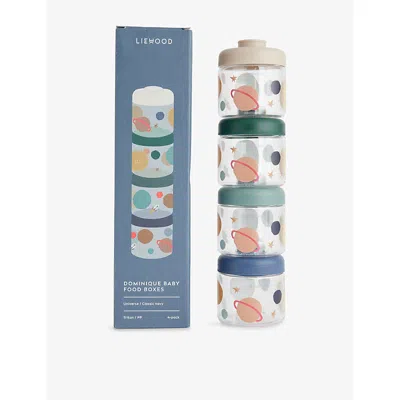 Liewood Universe / Classic Navy Dominique Planet-print Plastic Set Of Four Food Boxes