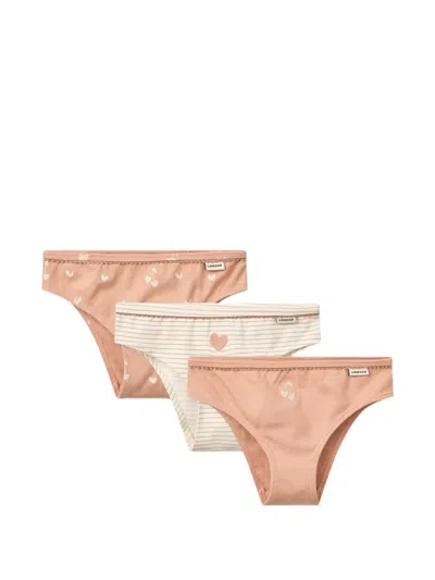 Liewood Kids' Heart-print Striped Briefs Set Of Three In Multi