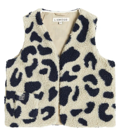 Liewood Kids' Helgo Printed Pile Vest In Mega Leo Mist