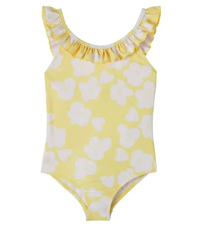 Liewood Kids' Kallie Floral Ruffled Swimsuit In Brown