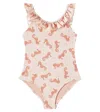 Liewood Kallie Printed Ruffled Swimsuit In Pink