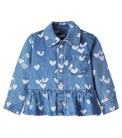 Liewood Kids' Kenza Printed Ruffled Denim Jacket In Multi