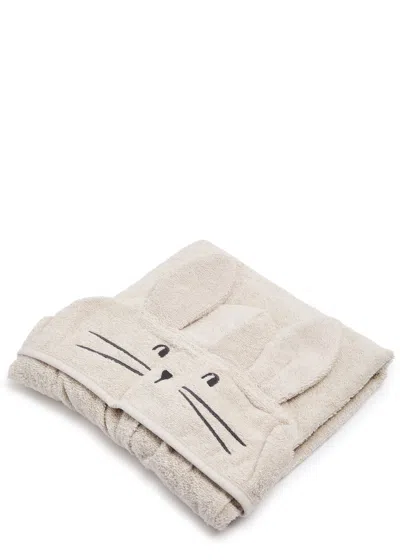 Liewood Kids Vilas Rabbit Hooded Terry Towel In Cream