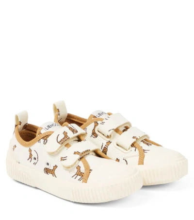 Liewood Kids' Kim Printed Canvas Trainers In Leopard / Sandy