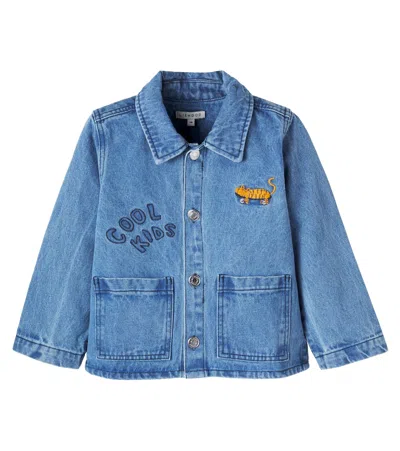 Liewood Kids' Kinsley Embroidered Denim Jacket In Blue