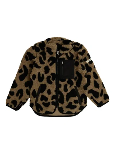 Liewood Babies' Leopard-print Fleece Jacket In Brown