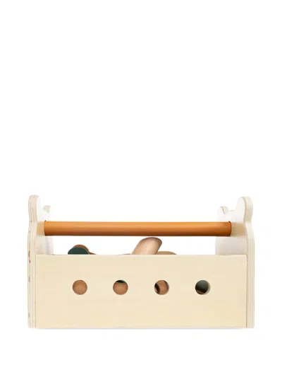 Liewood Kids' Luigi Wooden Bear-shaped Toolbox Set In Neutral