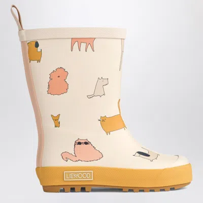 Liewood Mason Unisex Mini Thermal Rain Boots With Cats And Dogs Print In Multicolor