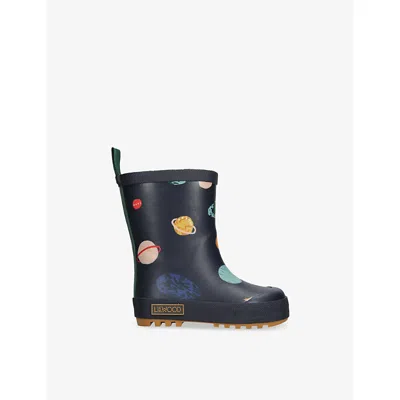 Liewood Navy Kids' Mason Thermo Rubber Wellington Boots Eur 33 / 1 Uk In Black