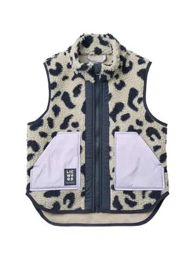 Liewood Kids' Noam Leopard-print Fleece Vest In Neutrals
