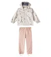 Liewood Pedia Raincoat And Stirrup Pants Set In Beige