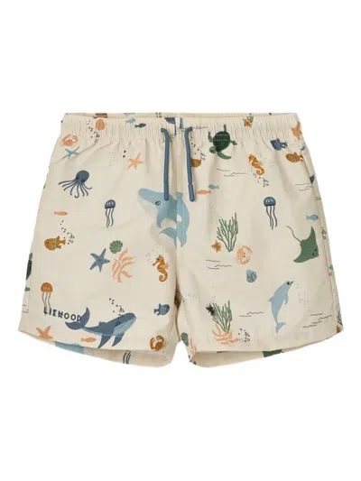 Liewood Kids' Printed Swim Shorts In Neutral