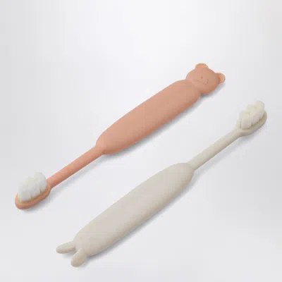 Liewood Set Of Two Fabio Toothbrushes In Pink/sand
