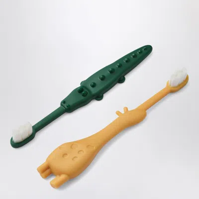 Liewood Set Of Two Fabio Toothbrushes In Yellow/green In Multi