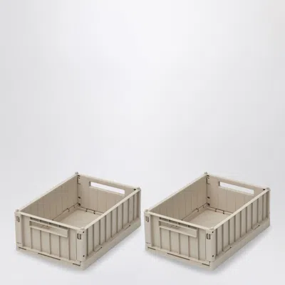 Liewood Set Of Two Sand-colored Weston Foldable Containers In Neutral