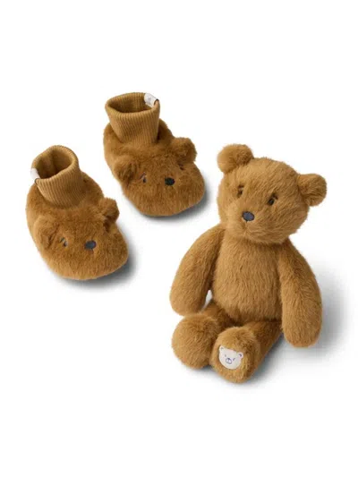 Liewood Beth Bear Slipper And Plush Set In Brown