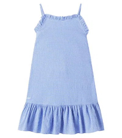 Liewood Kids' Sophia Checked Cotton Seersucker Dress In Blue