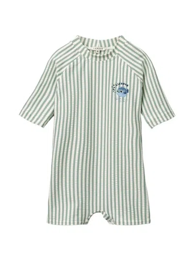 Liewood Striped Graphic Babygrow In Green