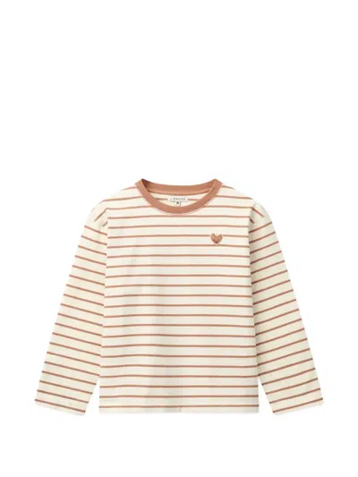 Liewood Striped Heart T-shirt In Neutral