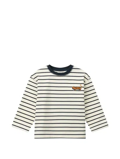 Liewood Striped Tiger Appliqué T-shirt In Neutral