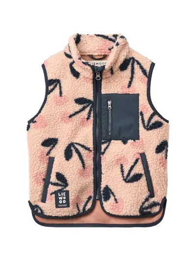Liewood Kids' Vada Cherry-print Fleece Gilet In Pink