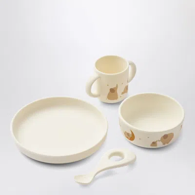 Liewood Vivi Tableware Set In Cream Elephant In White