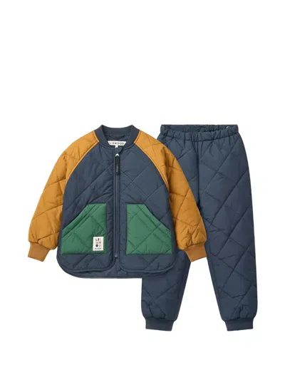 Liewood Kids' Zella Diamond-quilted Trousers Set In Blue