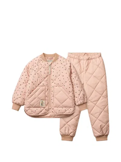 Liewood Kids' Zella Quilted Heart-print Tracksuit Set In Pink