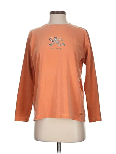 Pre-owned Life Is Good 3/4 Sleeve T-shirt In Orange