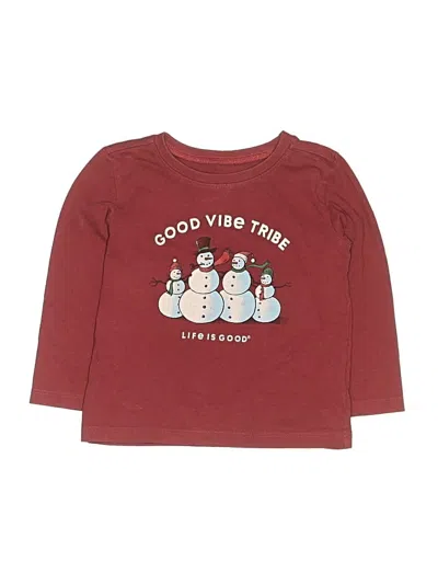 Pre-owned Life Is Good Kids' 3/4 Sleeve T-shirt In Burgundy