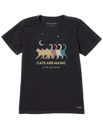 Life Is Good Cat Magic Crusher T-shirt In Black
