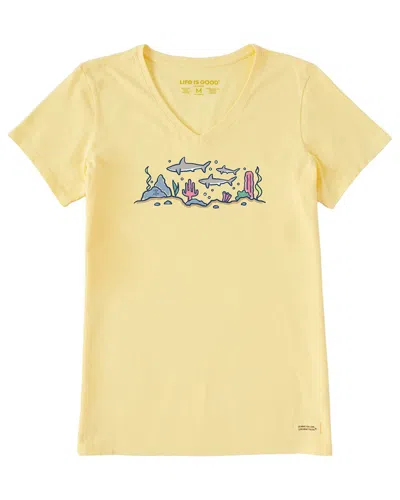 Life Is Good Crusher Lite V-neck T-shirt In Yellow