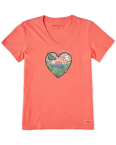 Life Is Good Crusher-lite V-neck T-shirt In Yellow