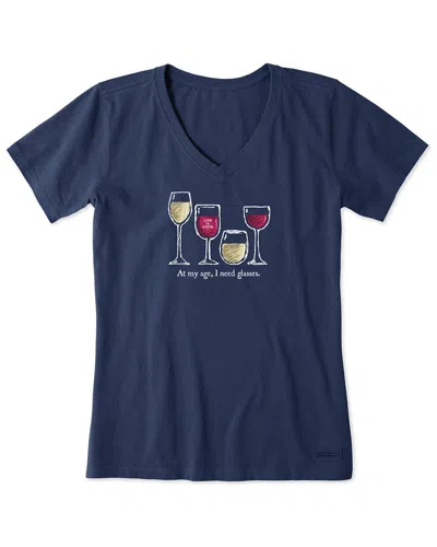 Life Is Good Crusher Lite V-neck T-shirt In Blue