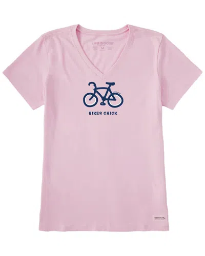 Life Is Good Crusher V-neck T-shirt In Pink