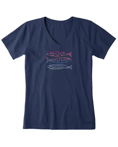 Life Is Good Crusher V-neck T-shirt In Blue