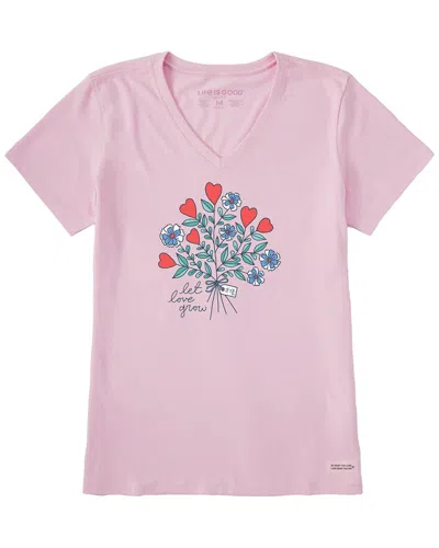 Life Is Good Crusher V-neck T-shirt In Pink