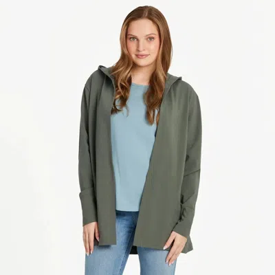 Life Is Good Flex Open Cardigan In Moss Green