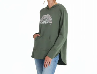 Life Is Good Graphic Breathe Hoodie In Dark Moss Green